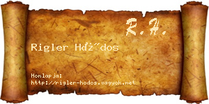 Rigler Hódos névjegykártya